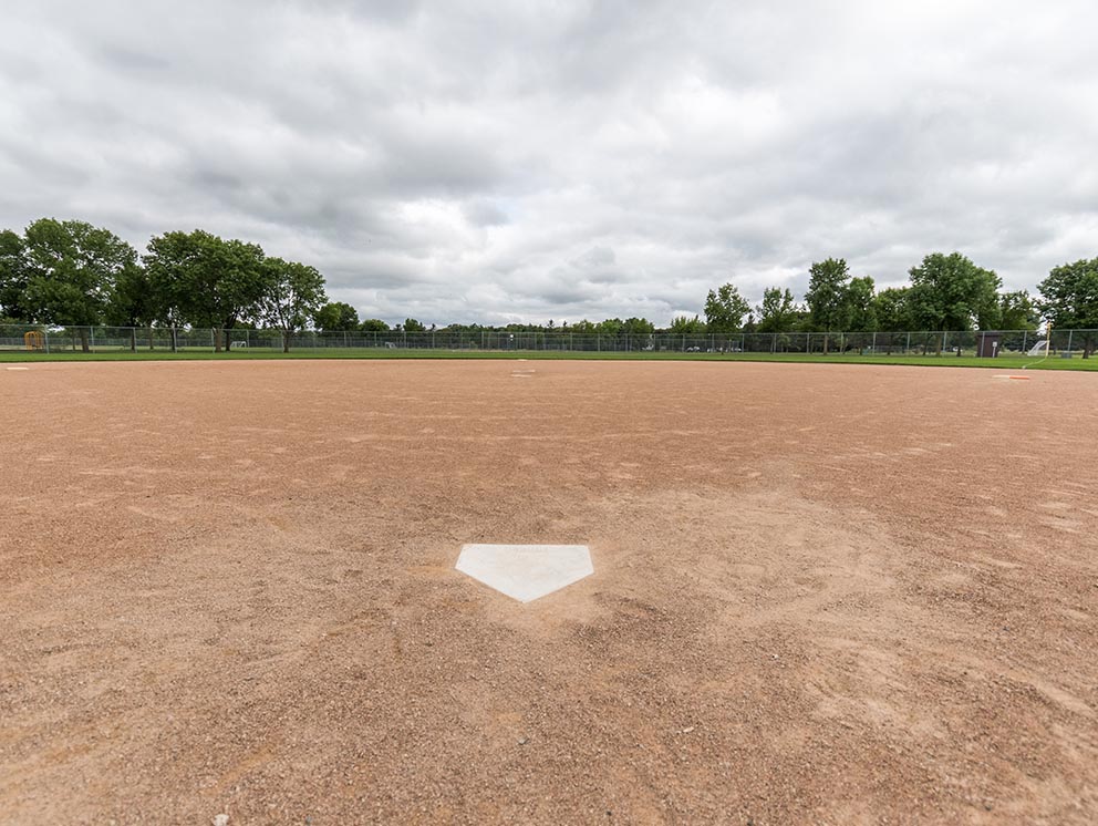 Softball and baseball diamonds. 