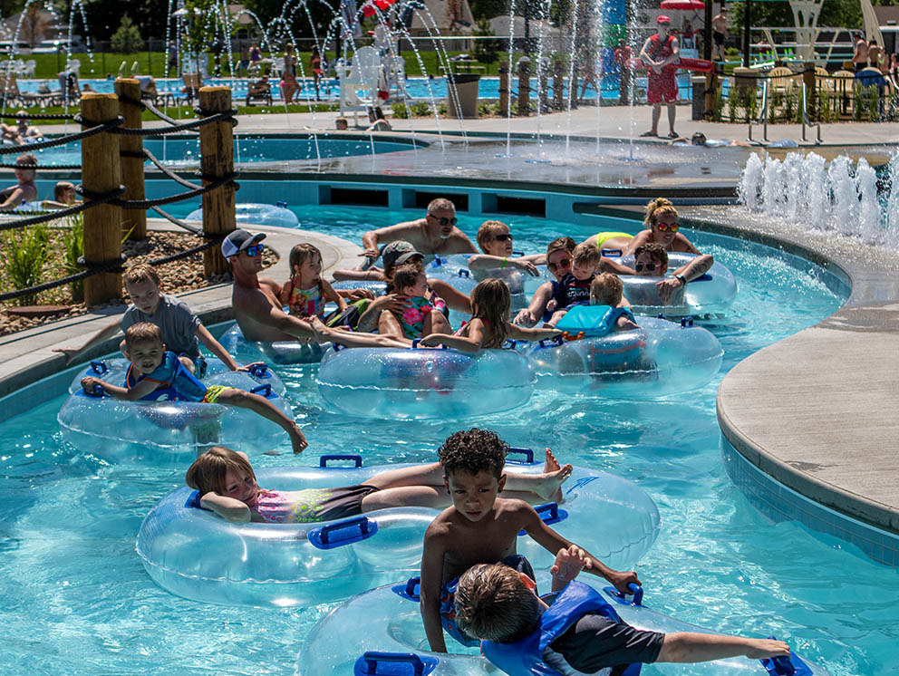 Swimmers in the Lazy River.