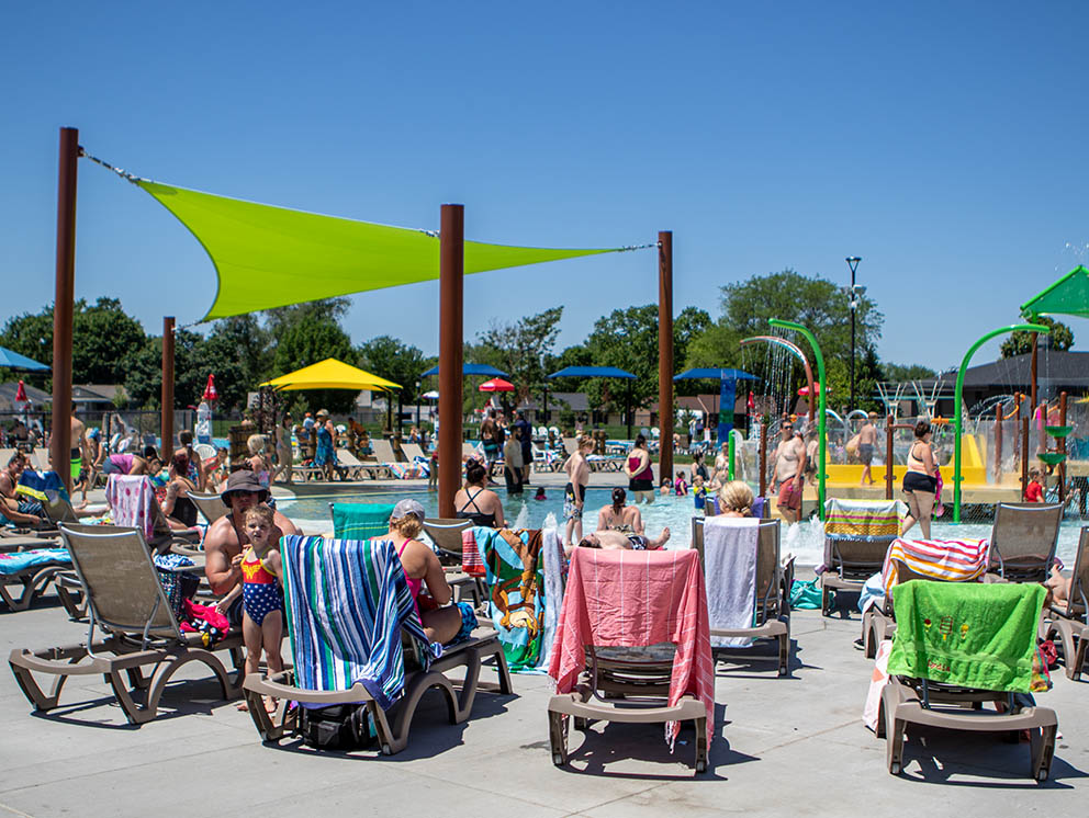 Pool-side sun bathing.